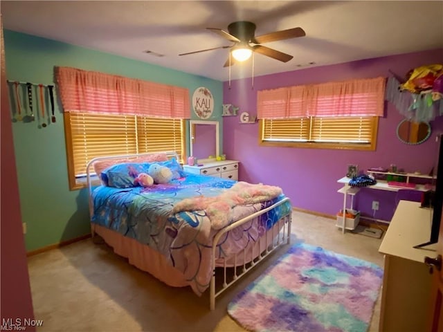 5 Grandview Dr, Mineral Wells, WV 26150 - bedroom featuring visible vents, carpet, a ceiling fan, and baseboards