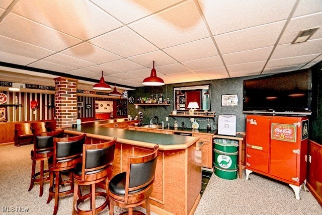 10400 Stoneacre St NW, Canal Fulton, OH 44614 - indoor wet bar featuring a paneled ceiling and carpet