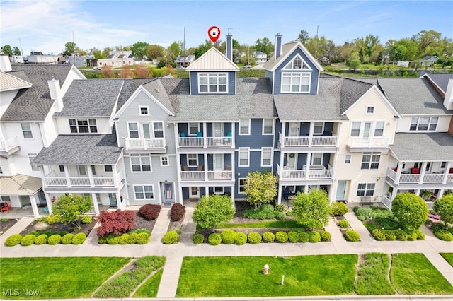 aerial view with a residential view