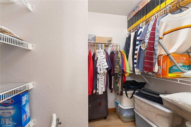 spacious closet featuring wood finished floors