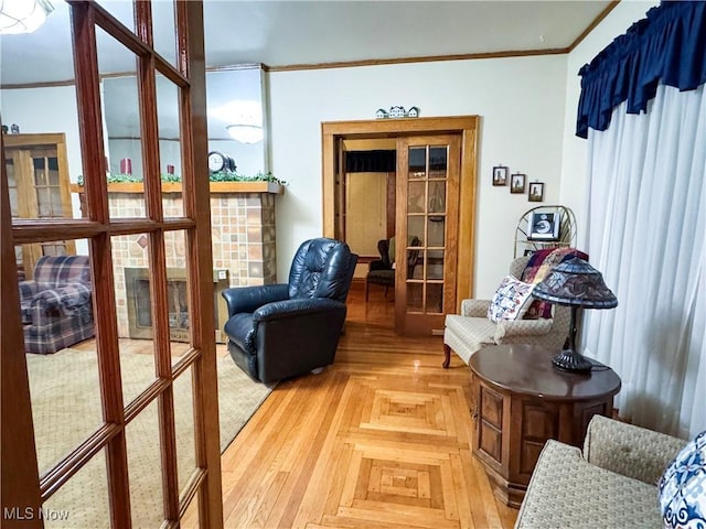4109 Grand Central Ave, Vienna, WV 26105 - living area with french doors and ornamental molding