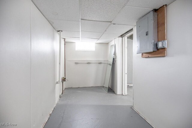 11915 Franklin Blvd, Lakewood, OH 44107 - below grade area featuring a paneled ceiling and electric panel