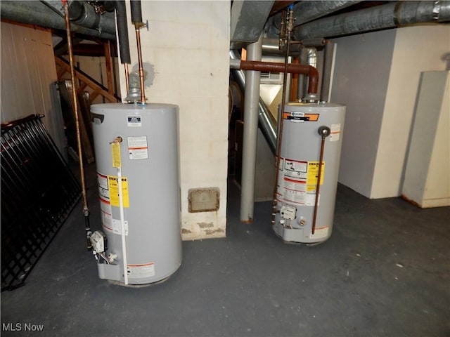 utility room with gas water heater