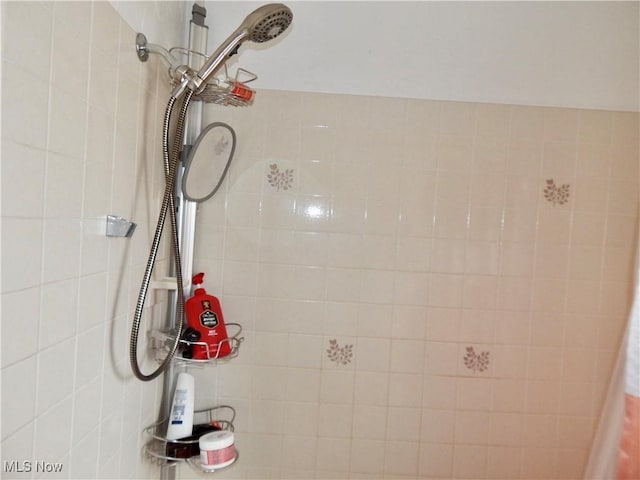 interior details featuring tiled shower