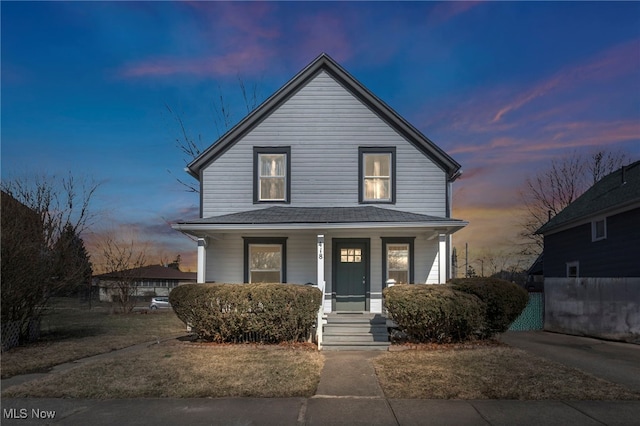 view of front of home featuring covered porch