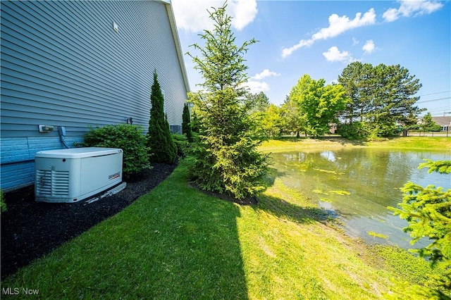 view of yard with a water view