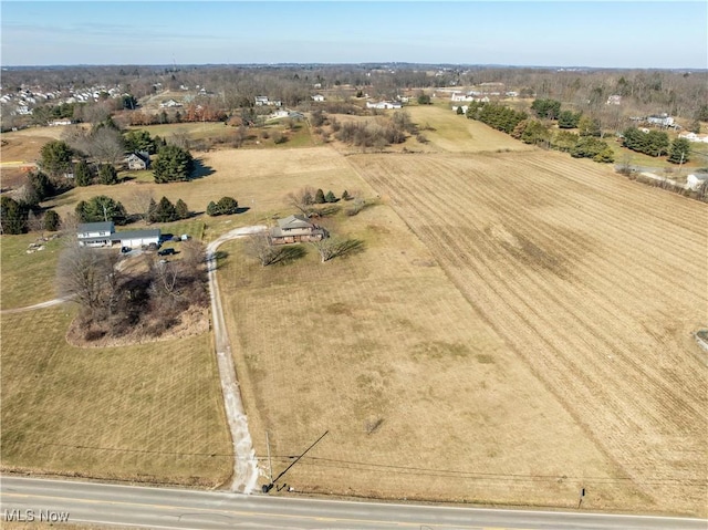 aerial view featuring a rural view