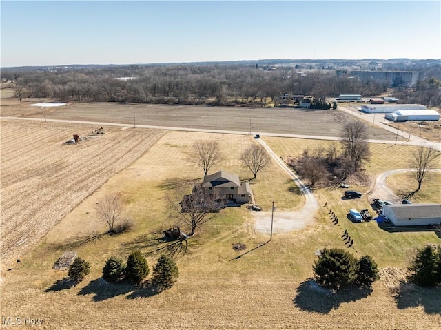 aerial view with a rural view