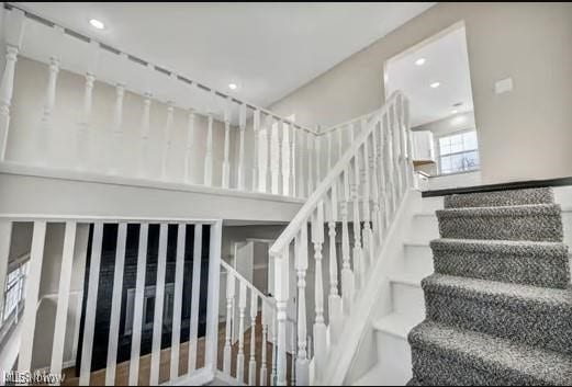 stairway with recessed lighting