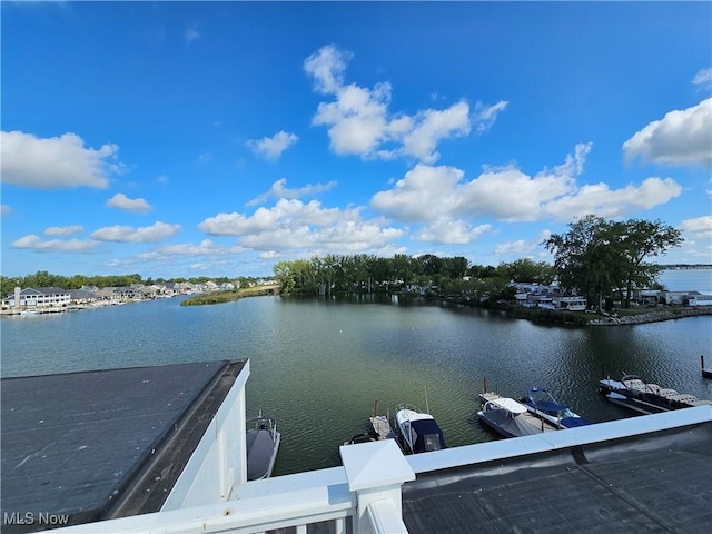 water view with a boat dock