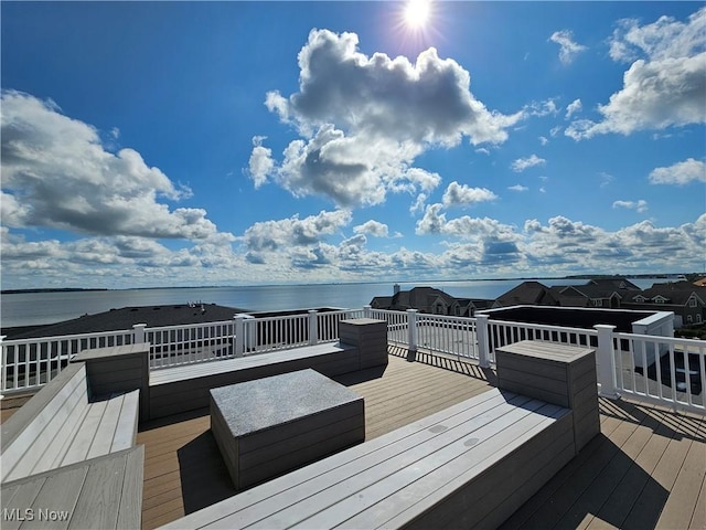 deck with a water view