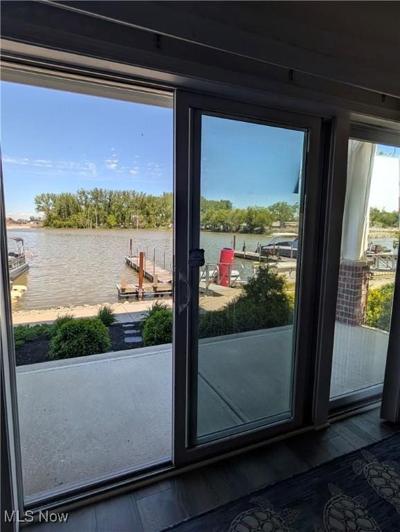 2568 S Waterside Ct Unit 211, Lakeside-Marblehead, OH 43440 - entryway with a water view and wood finished floors