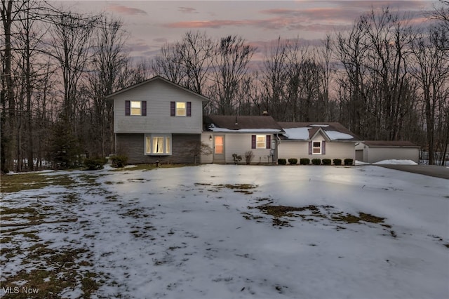 view of front of home with a garage