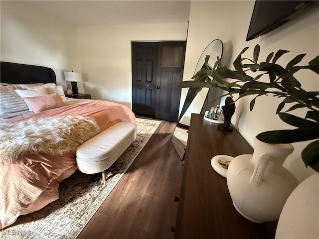 bedroom featuring a closet and wood finished floors