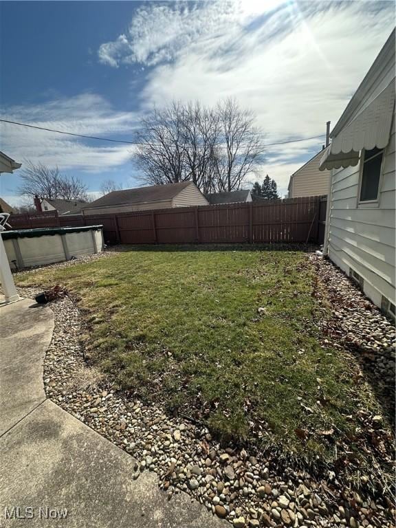 view of yard featuring a fenced backyard