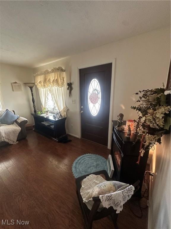 entryway with dark wood-style floors