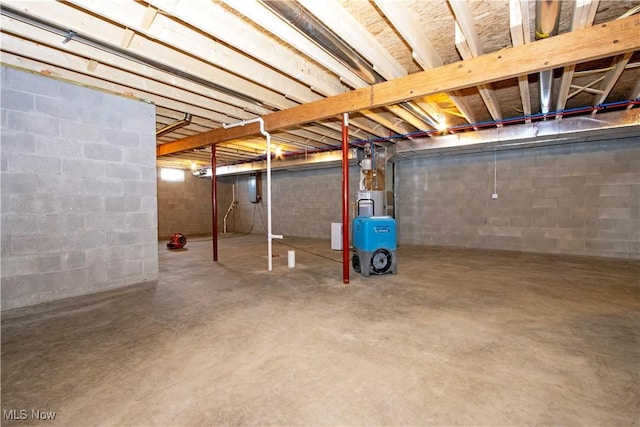 view of unfinished basement