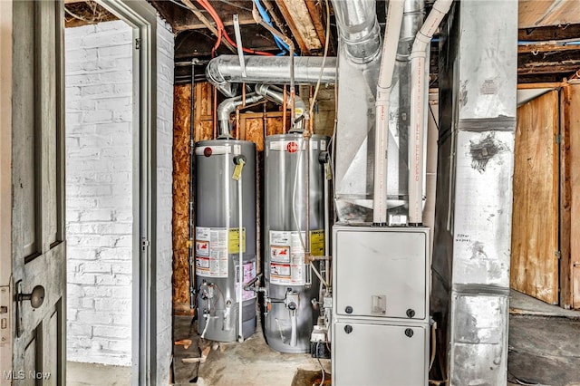 utility room with water heater