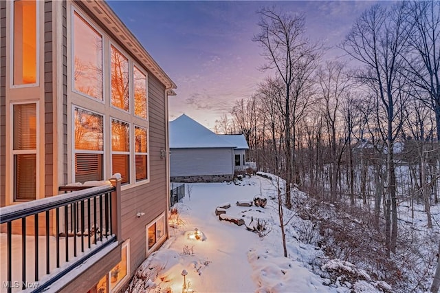 view of snow covered exterior