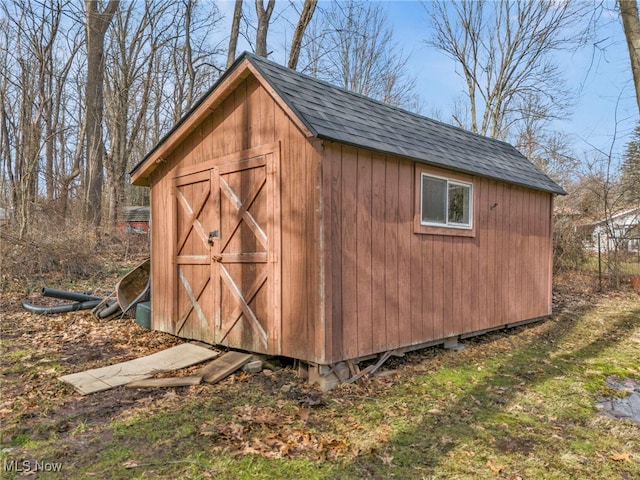 view of shed