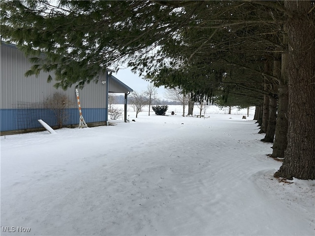 view of yard covered in snow