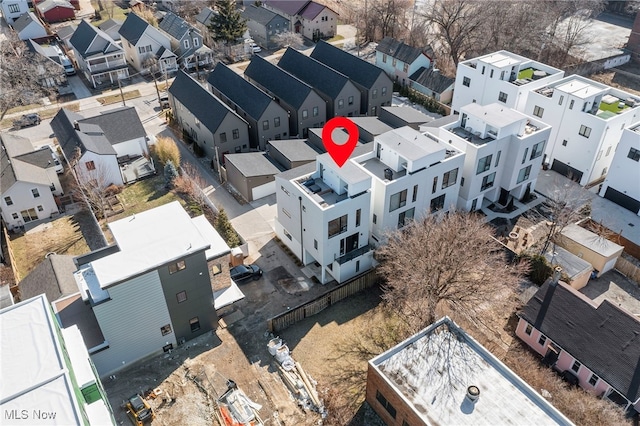 bird's eye view with a residential view