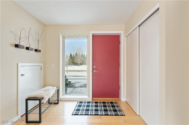 entryway with light wood-type flooring