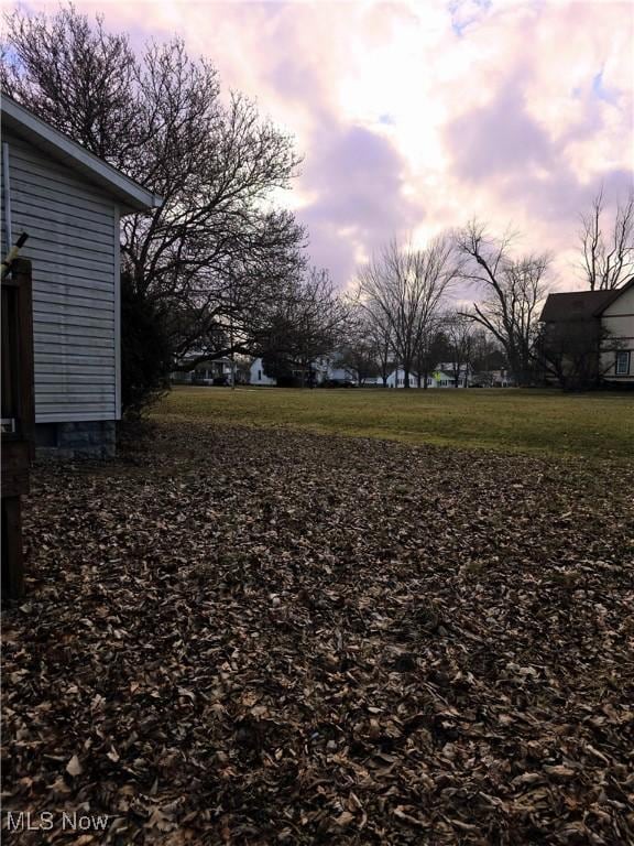 view of yard at dusk