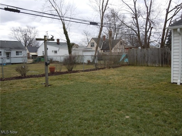 view of yard with a fenced backyard