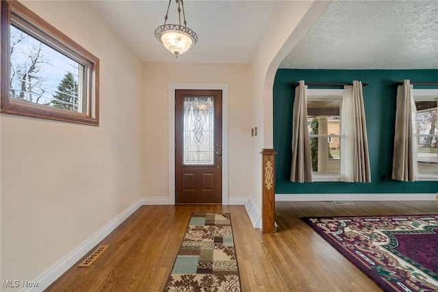 entrance foyer featuring plenty of natural light, baseboards, and wood finished floors