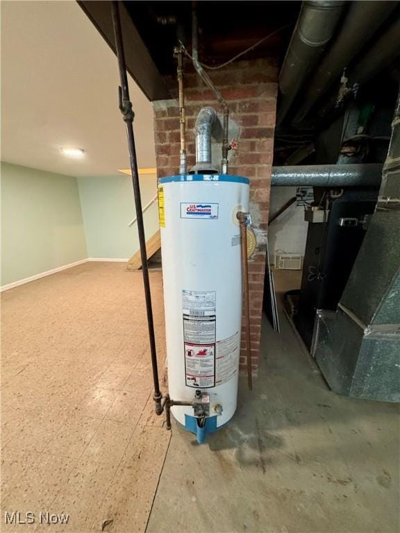 utility room with water heater