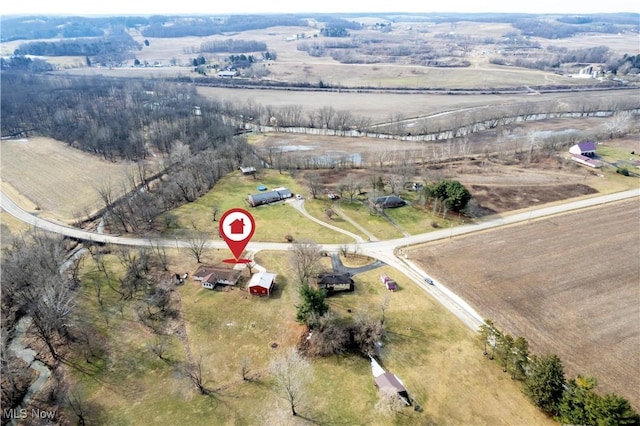 bird's eye view with a rural view