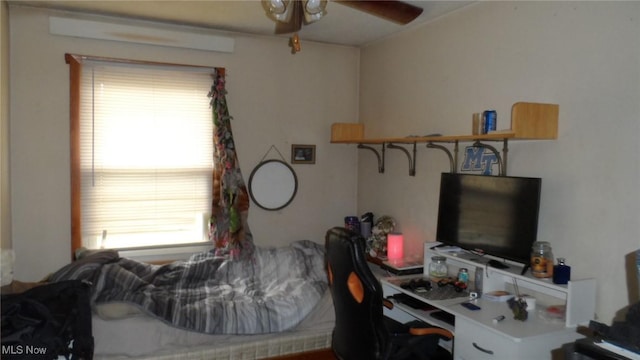 home office with ceiling fan