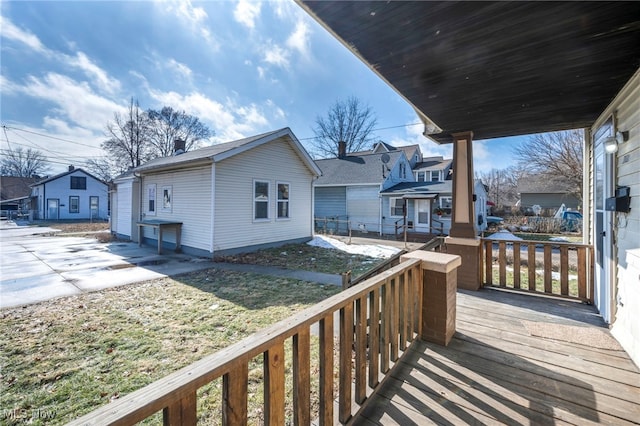 deck with a residential view