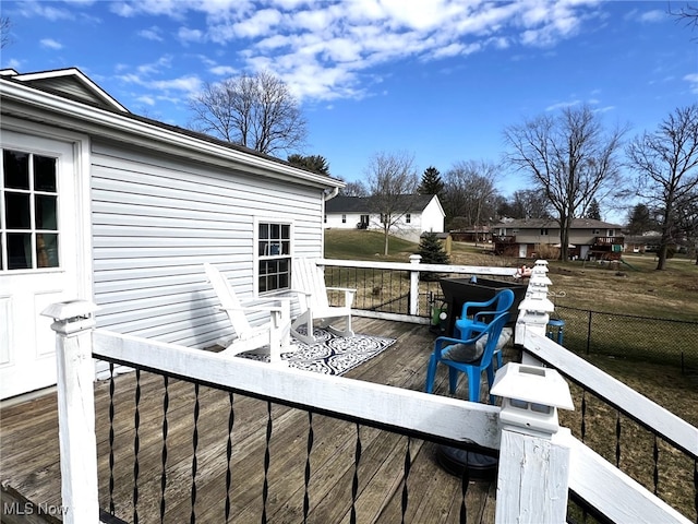 deck featuring fence