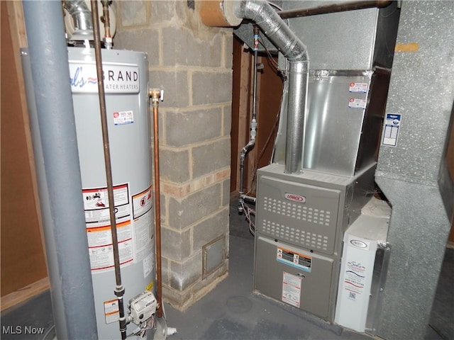 utilities featuring gas water heater and heating unit