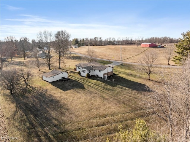 aerial view featuring a rural view