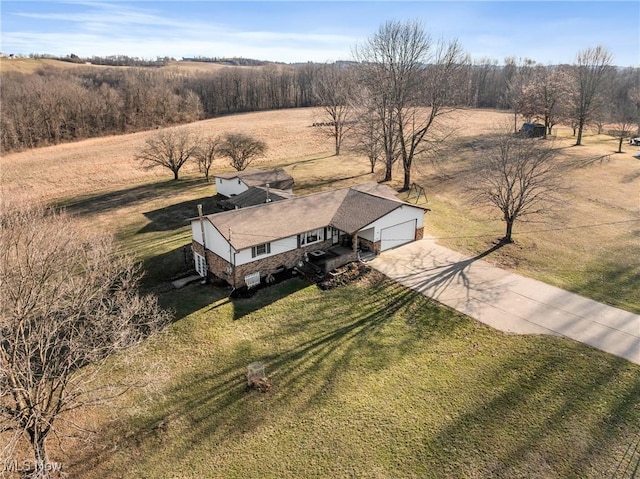 aerial view featuring a rural view