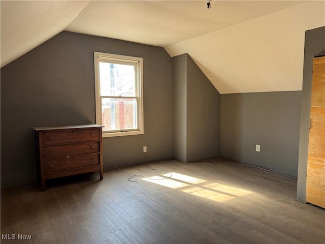 bonus room featuring lofted ceiling and wood finished floors