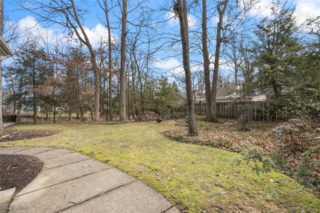 view of yard with fence