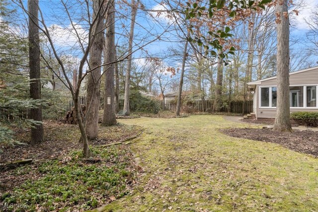 view of yard featuring fence