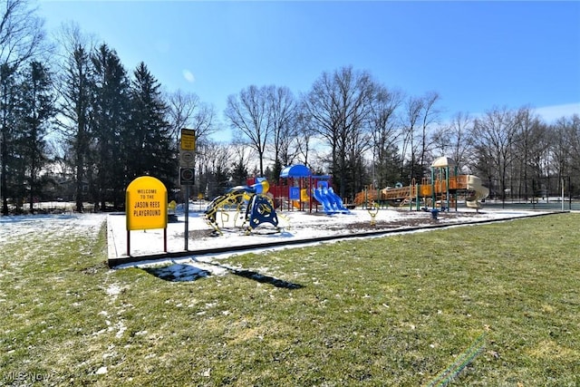 community playground with a yard