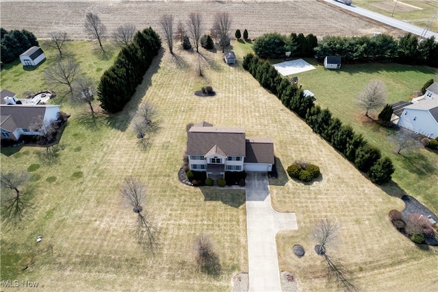 drone / aerial view with a rural view