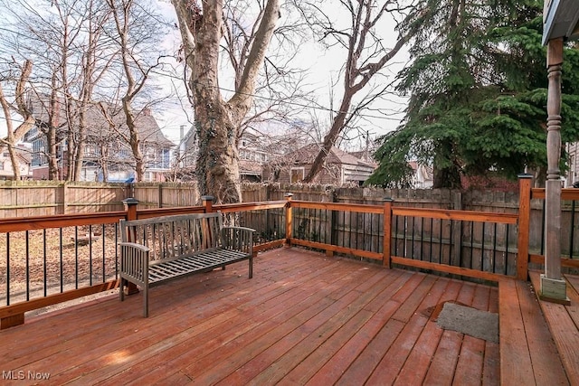 deck featuring a fenced backyard