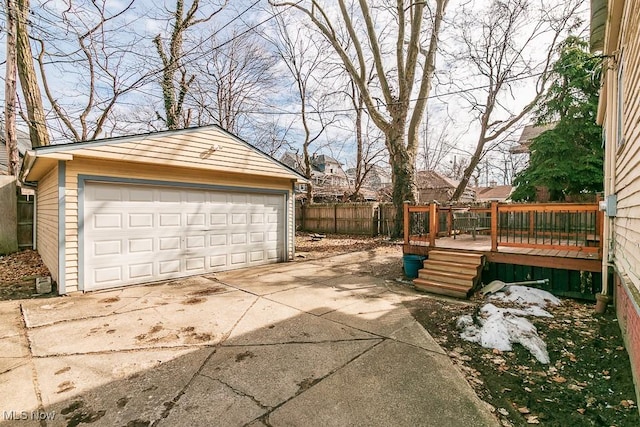 detached garage with fence