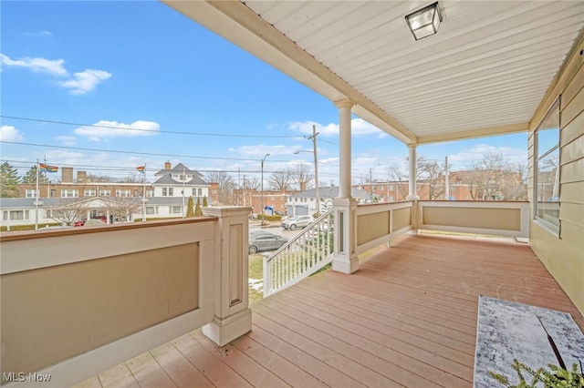 deck with a residential view