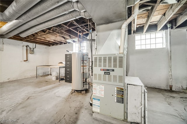 basement with water heater