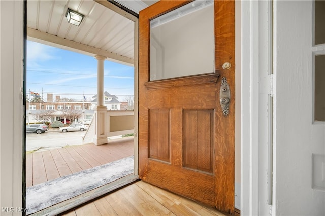 entryway featuring light wood finished floors