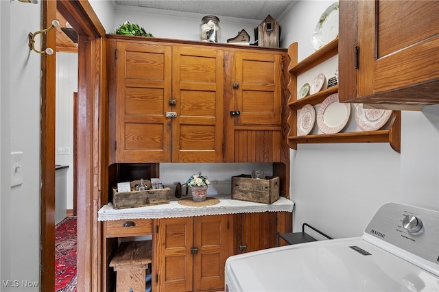 interior space featuring washer / clothes dryer and cabinet space