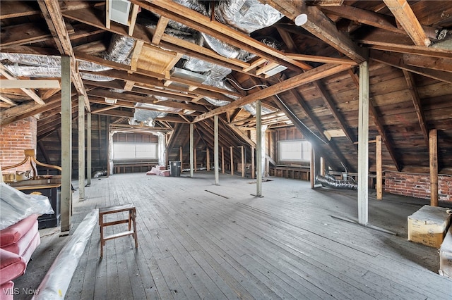 view of unfinished attic